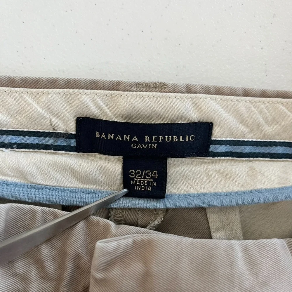 Banana Republic Chino‎ Pants Men's Size 32x34 Beige Gavin Flat Front Cotton
